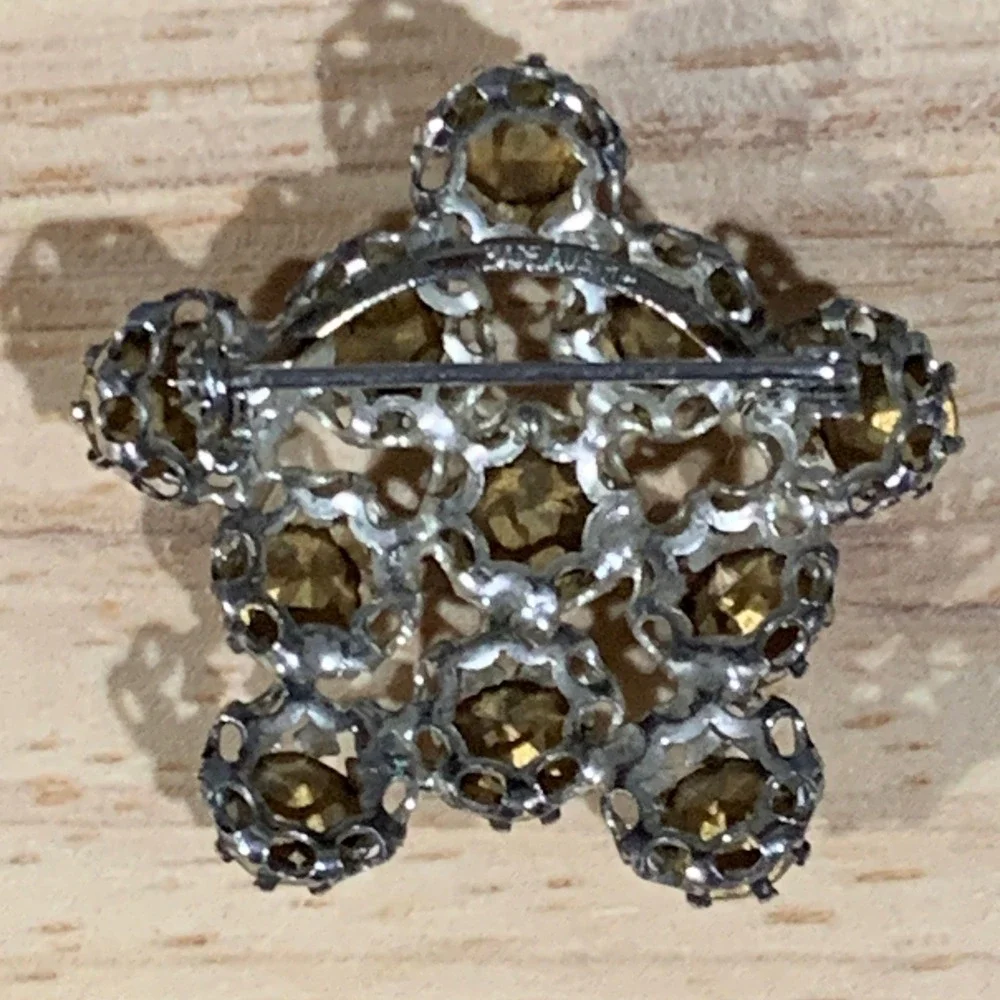 Austria Brooch Women OS Vintage Rhinestone Star Silver Tone Celestial MCM Pin